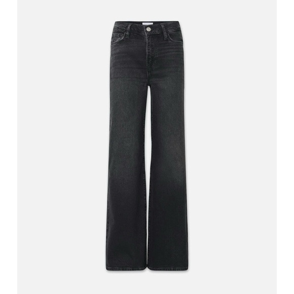 NWT FRAME Le Slim Palazzo Jeans High Rise Wide Leg Denim Black Hutchinson 23 - Picture 15 of 15